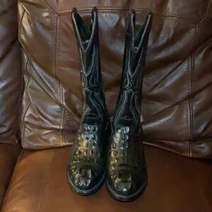 Larry Mahan Black Crocodile Cowboy Boots